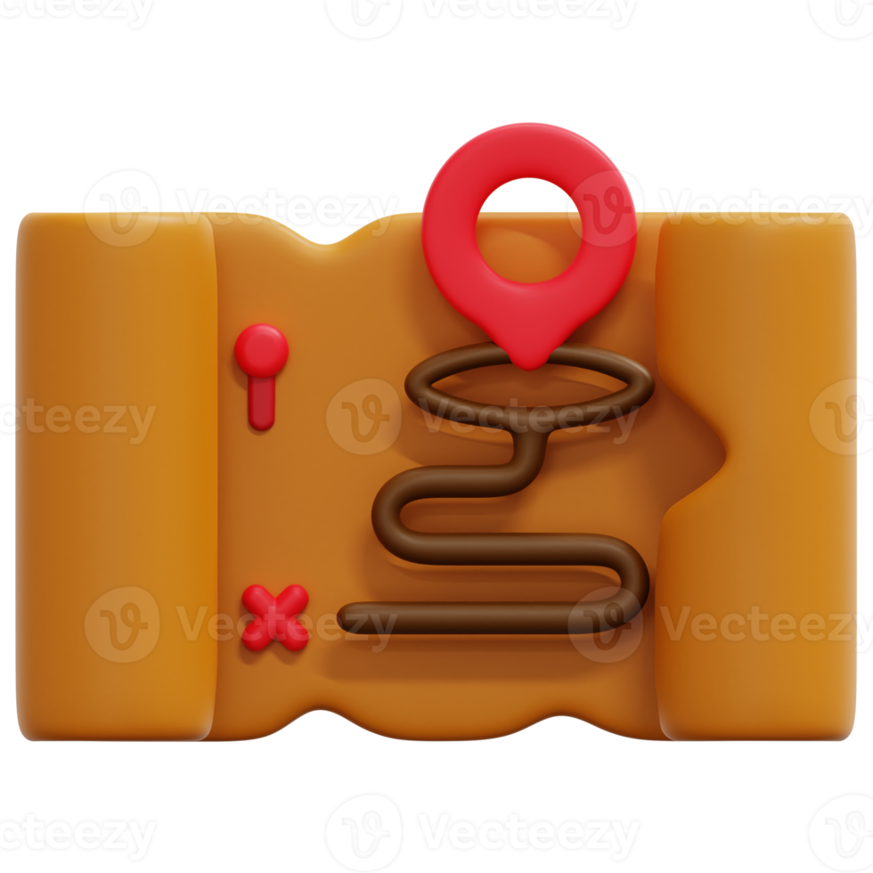 old map 3d render icon illustration png