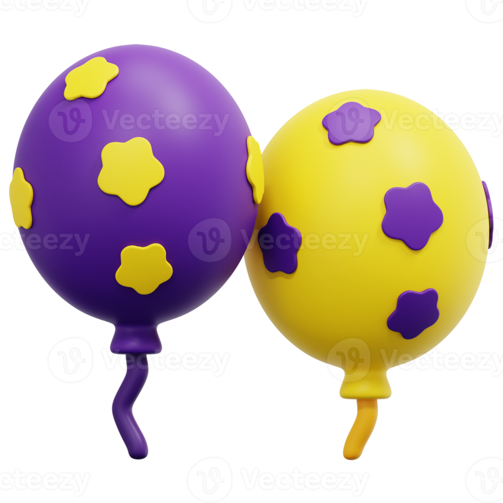 balloons 3d render icon illustration png