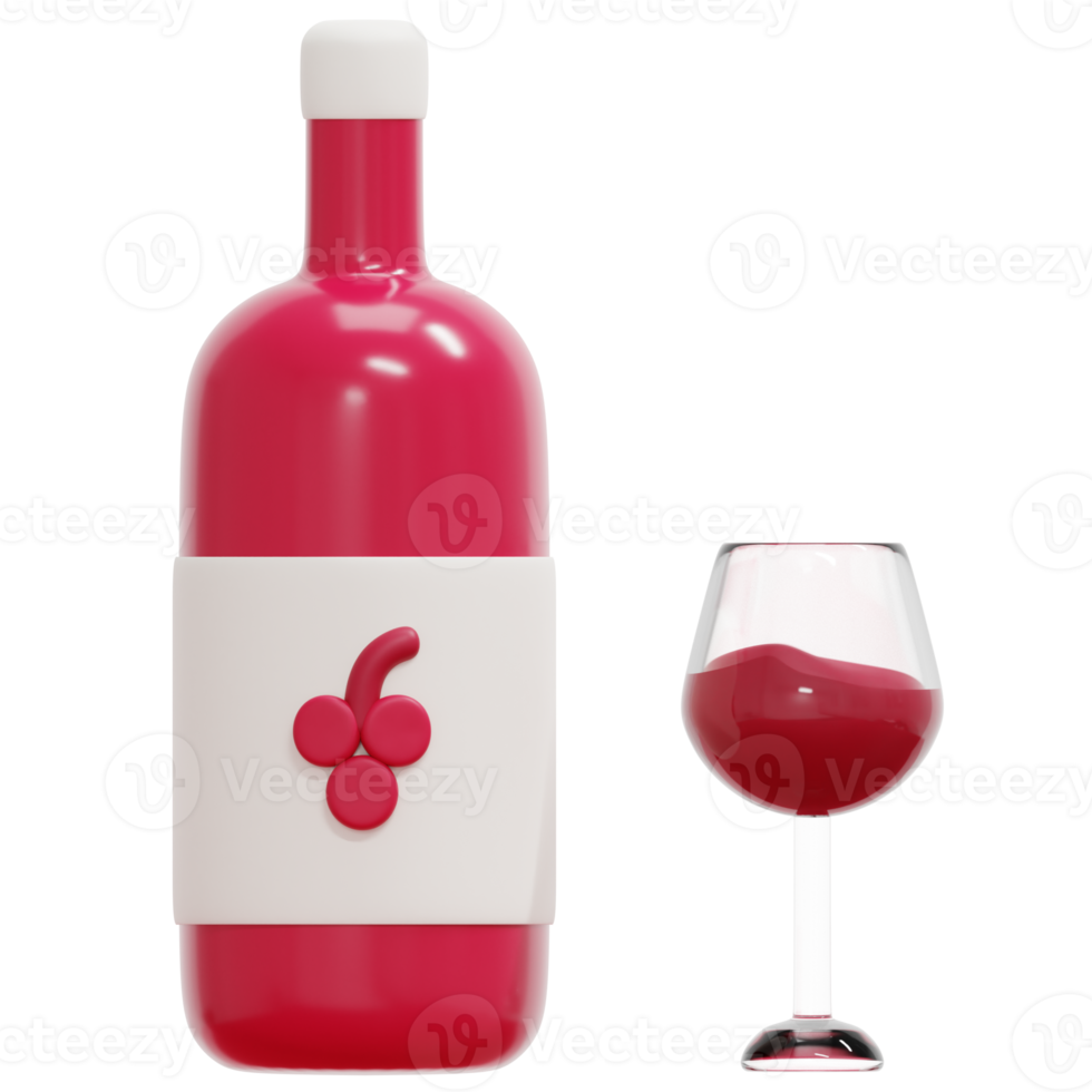 wine 3d render icon illustration png