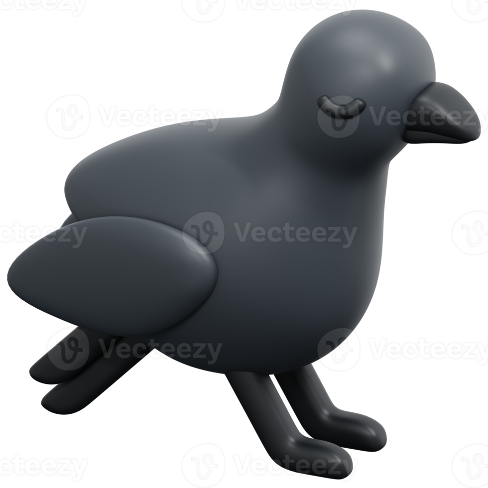 raven 3d render icon illustration png