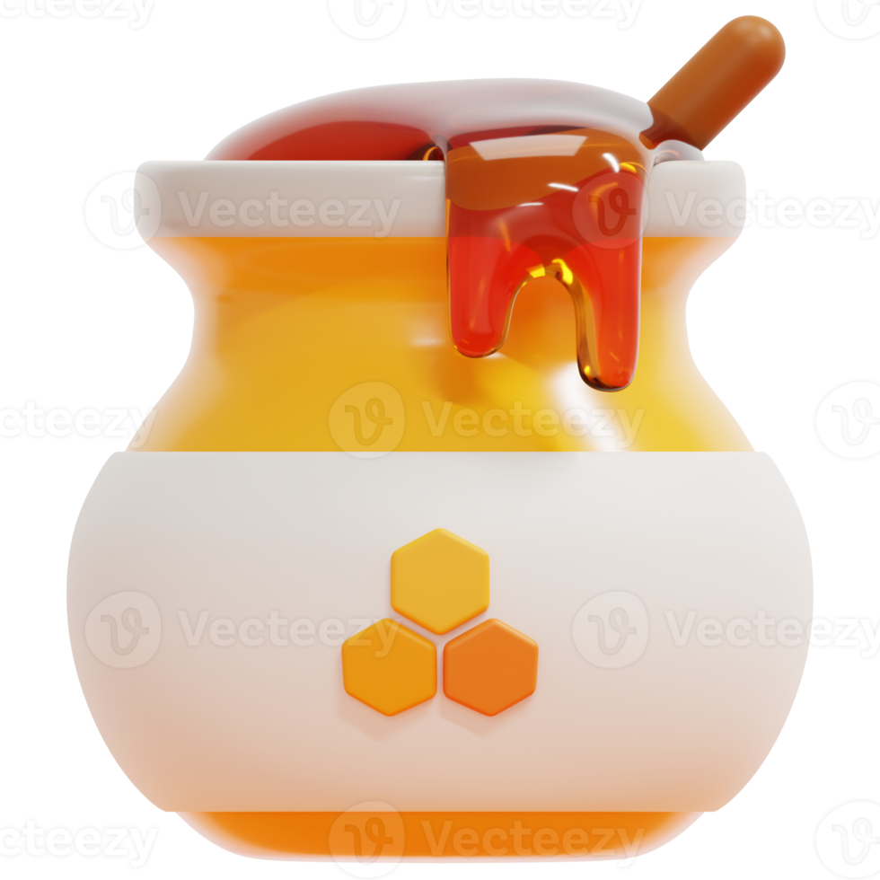 honey 3d render icon illustration png