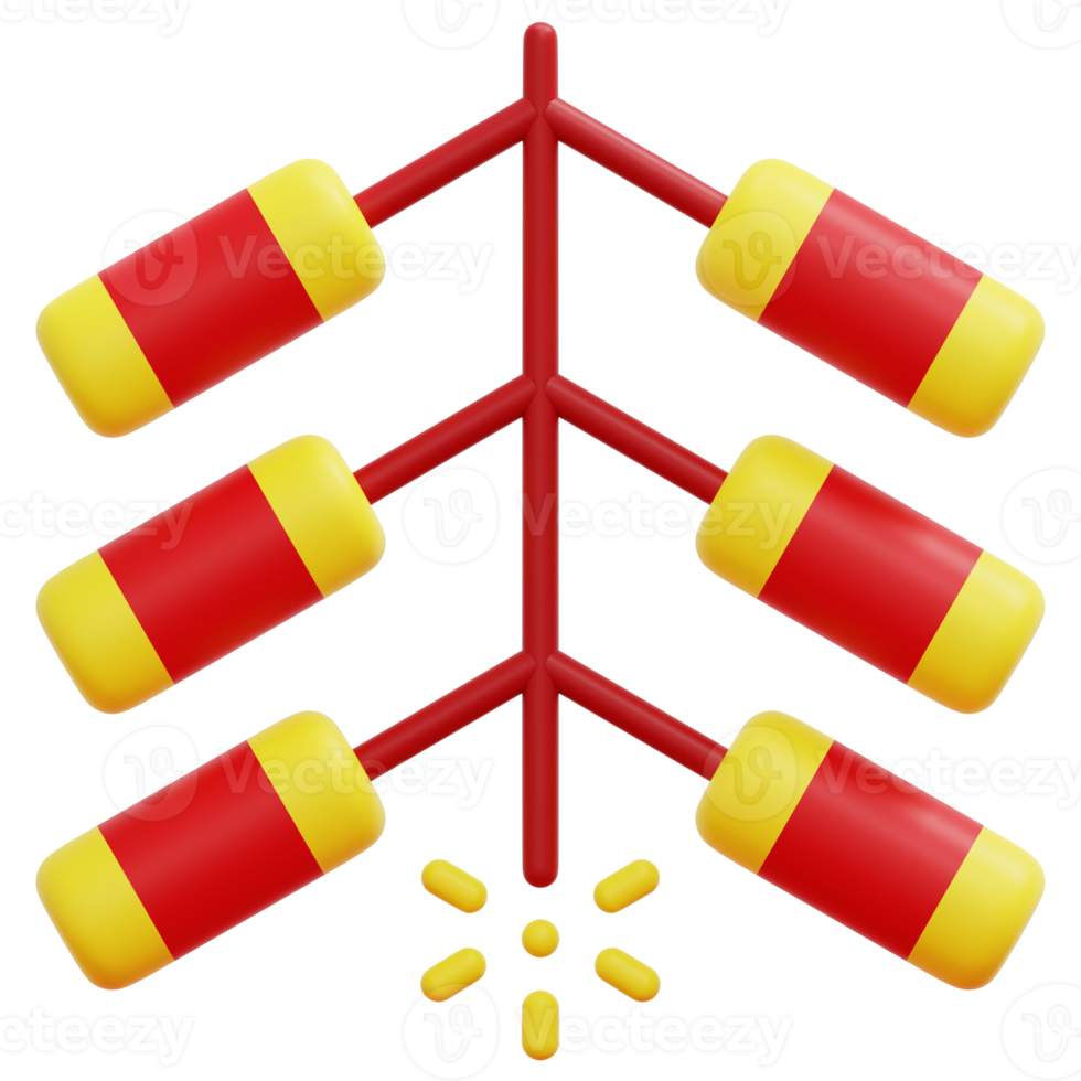 illustration de l'icône de rendu 3d de feux d'artifice png