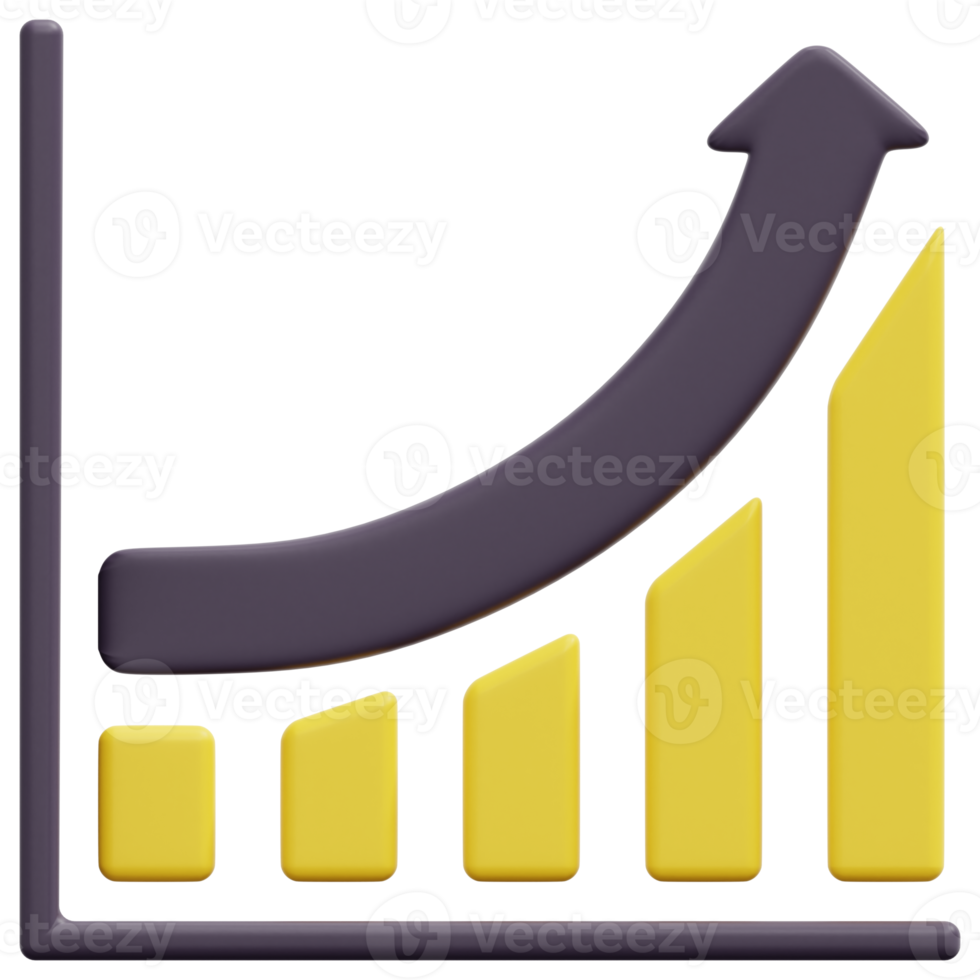 growth chart 3d render icon illustration png