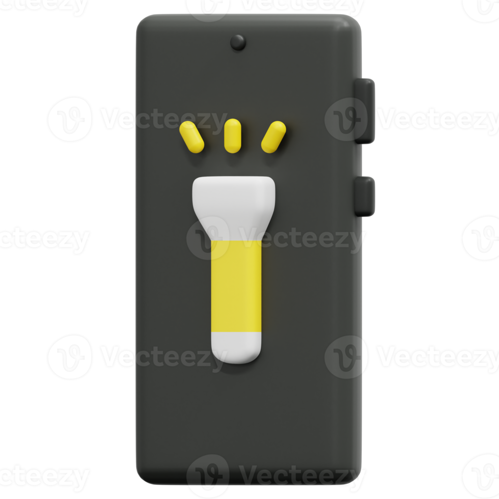 flashlight 3d render icon illustration png