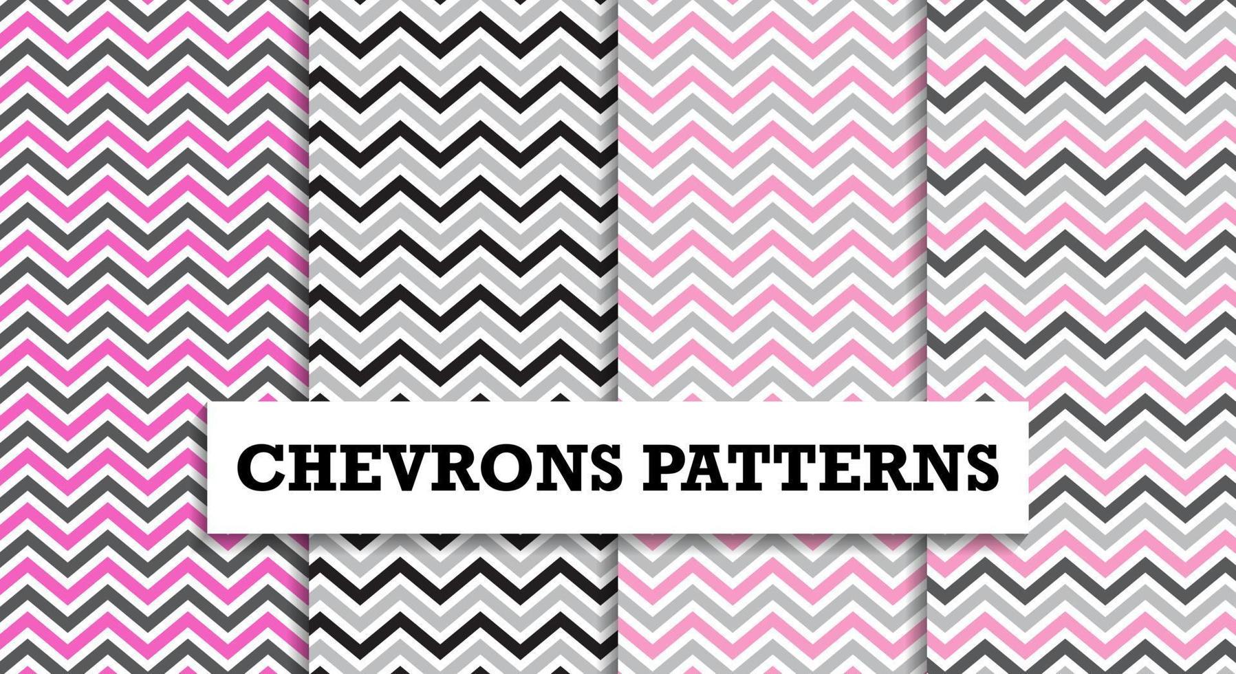 Chevrons seamless patterns set. Pink and grey abstract geometric background vector. Perfect for bedding, tablecloth, oilcloth or scarf textile design. vector