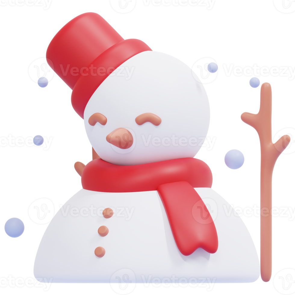 snowman 3d render icon illustration png