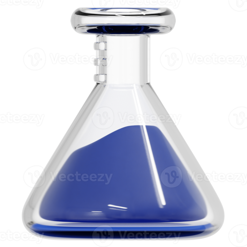 conical beaker 3d render icon illustration png