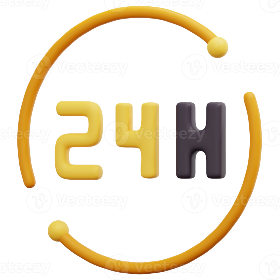 24 hours 3d render icon illustration png