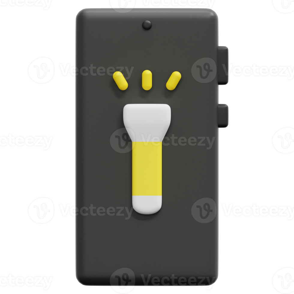 flashlight 3d render icon illustration png