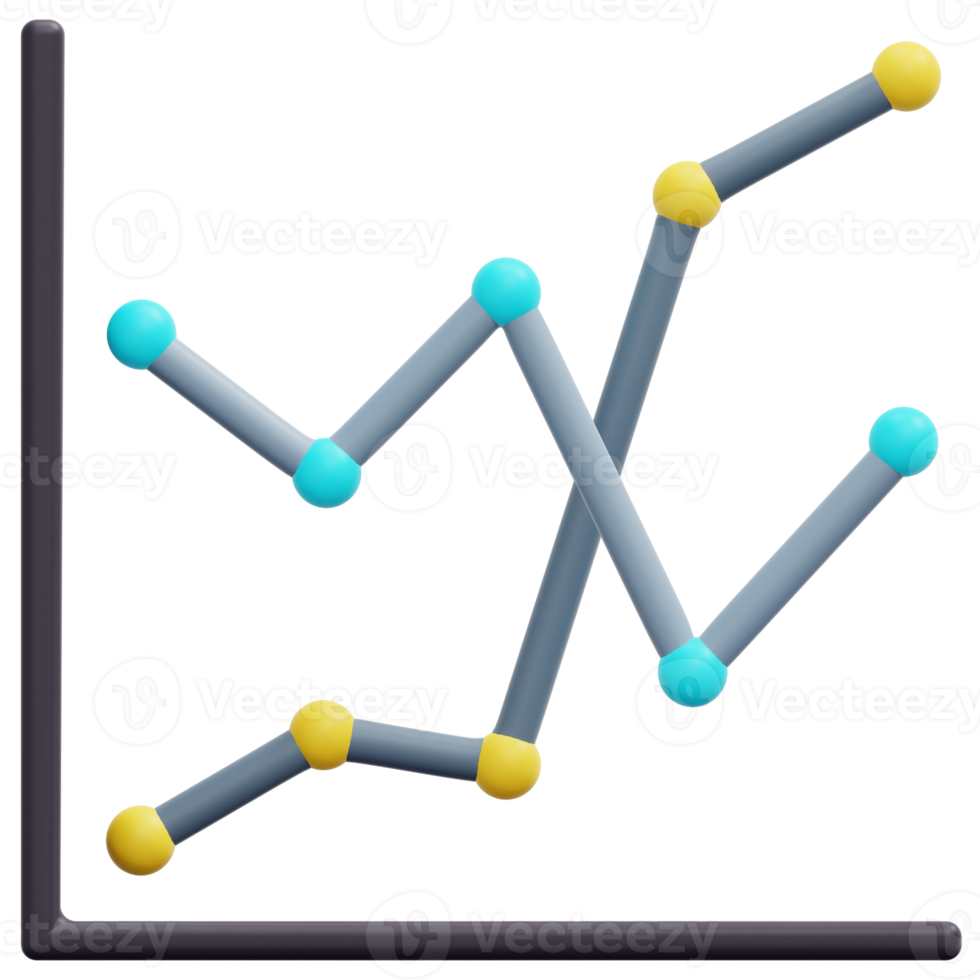line graph 3d render icon illustration png