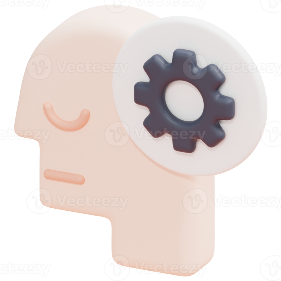 thinking 3d render icon illustration png
