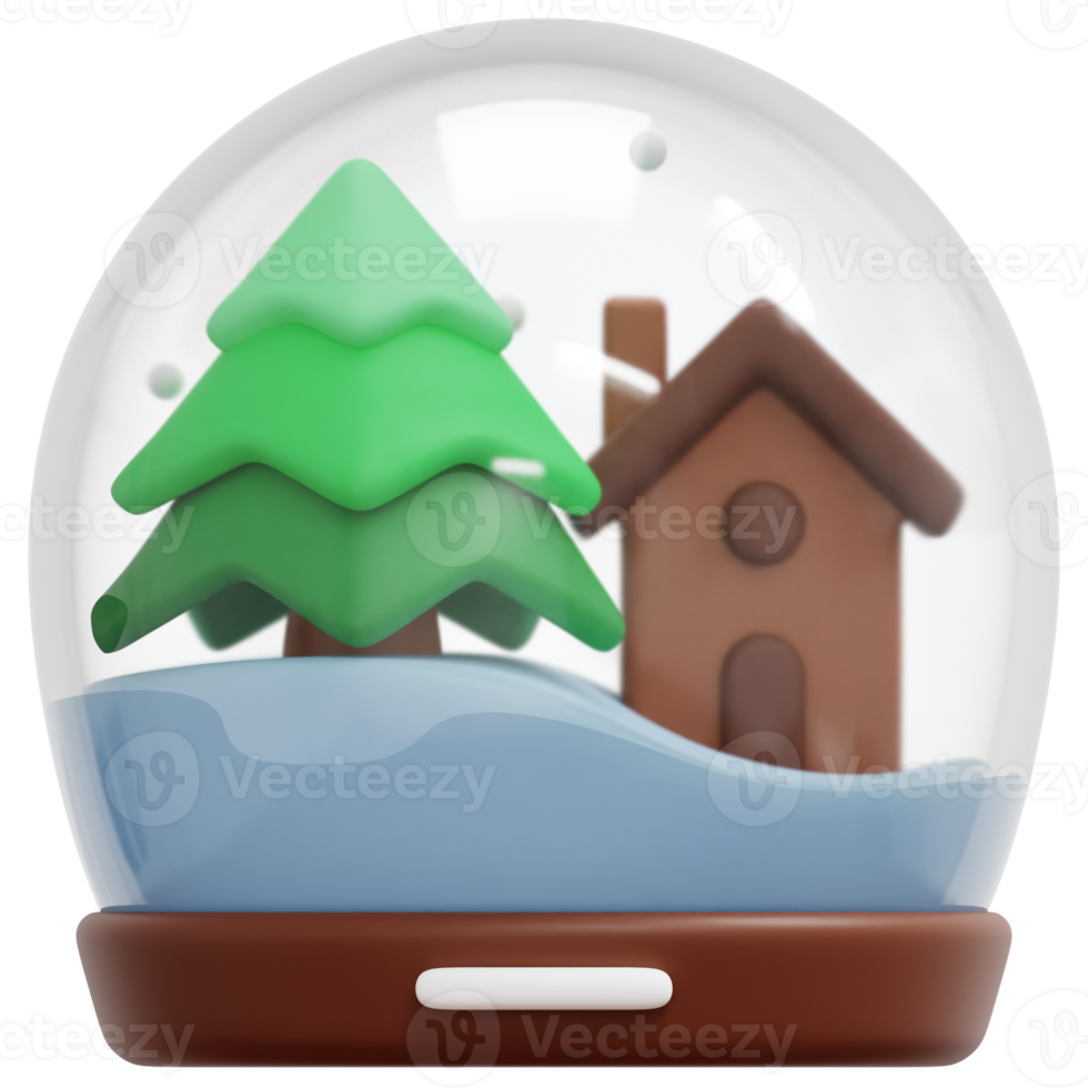 snow globe 3d render icon illustration png