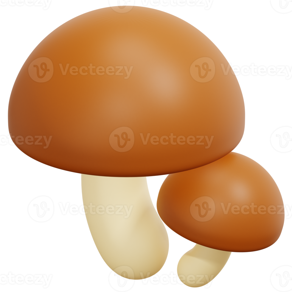 mushroom 3d render icon illustration png