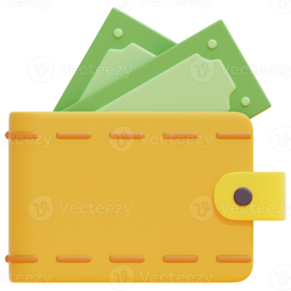 wallet 3d render icon illustration png