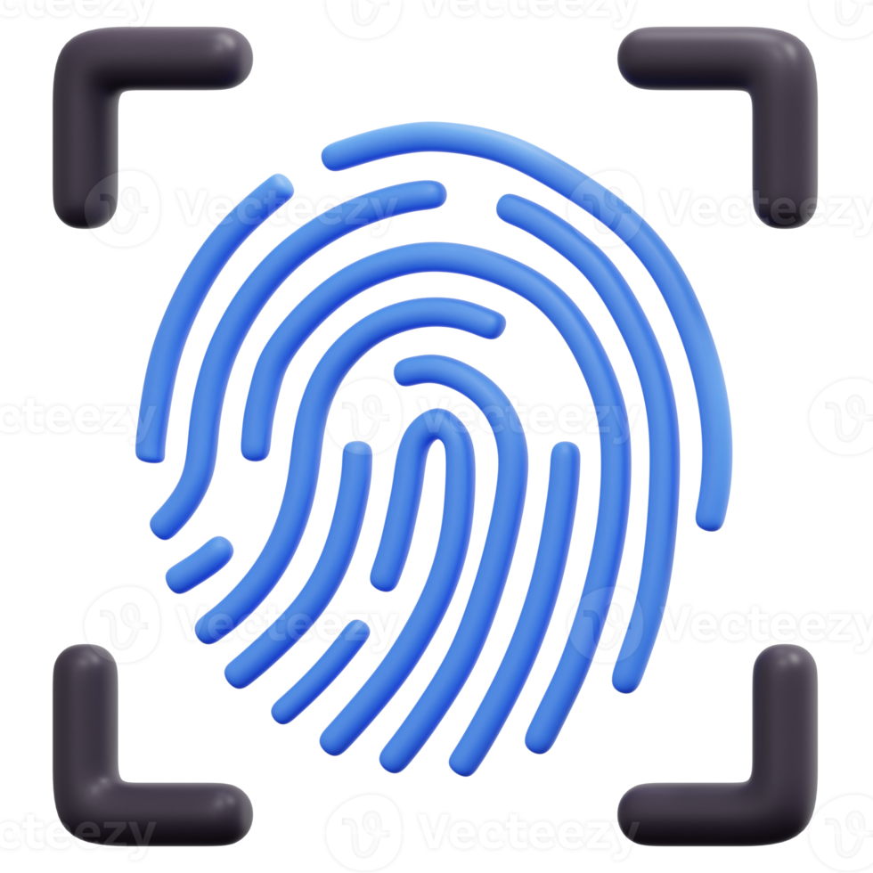 fingerprint 3d render icon illustration png