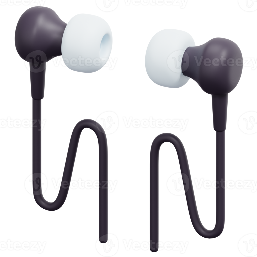 earphone 3d render icon illustration png