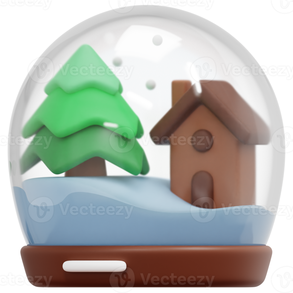 snow globe 3d render icon illustration png