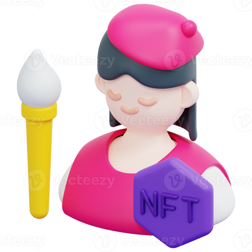 artist 3d render icon illustration png
