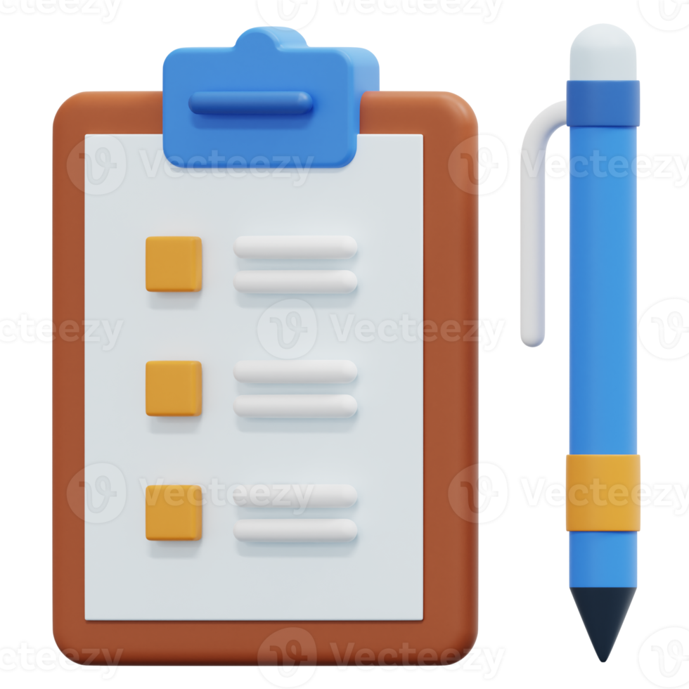 clipboards 3d render icon illustration png
