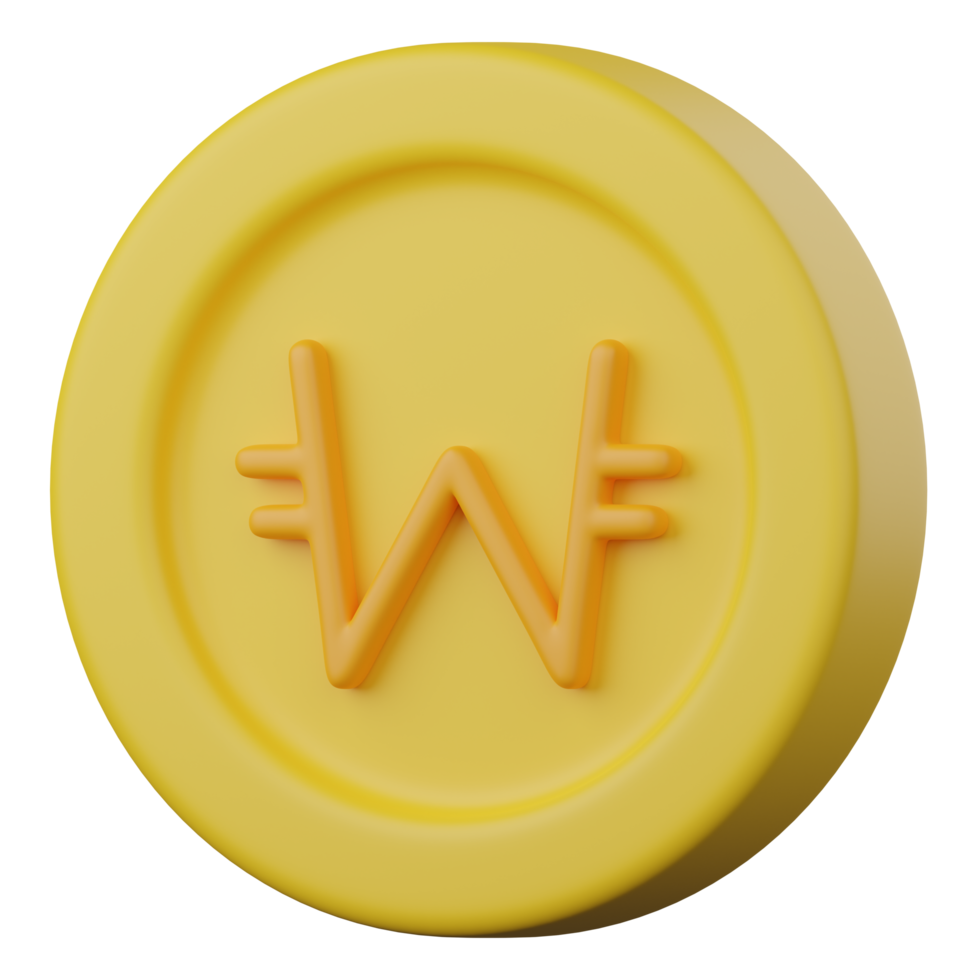 south korean won coin 3d icon png