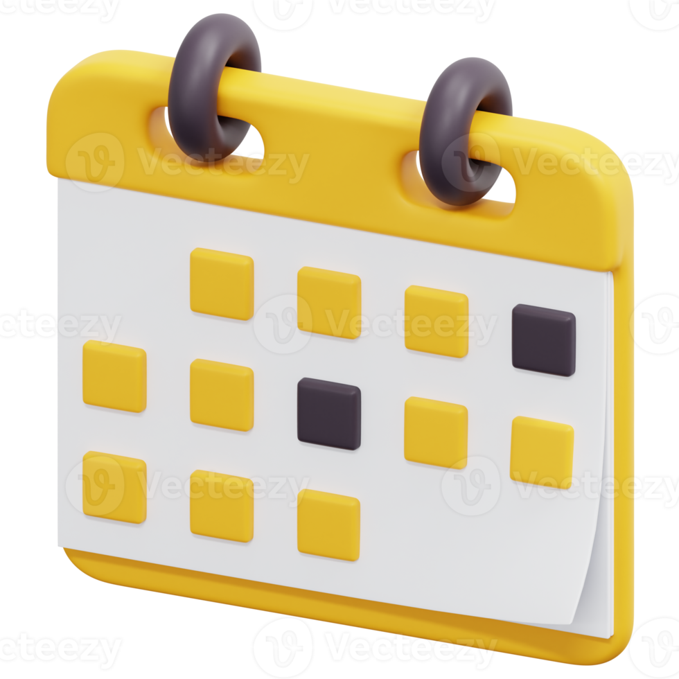 ilustración de icono de procesamiento 3d de calendario png