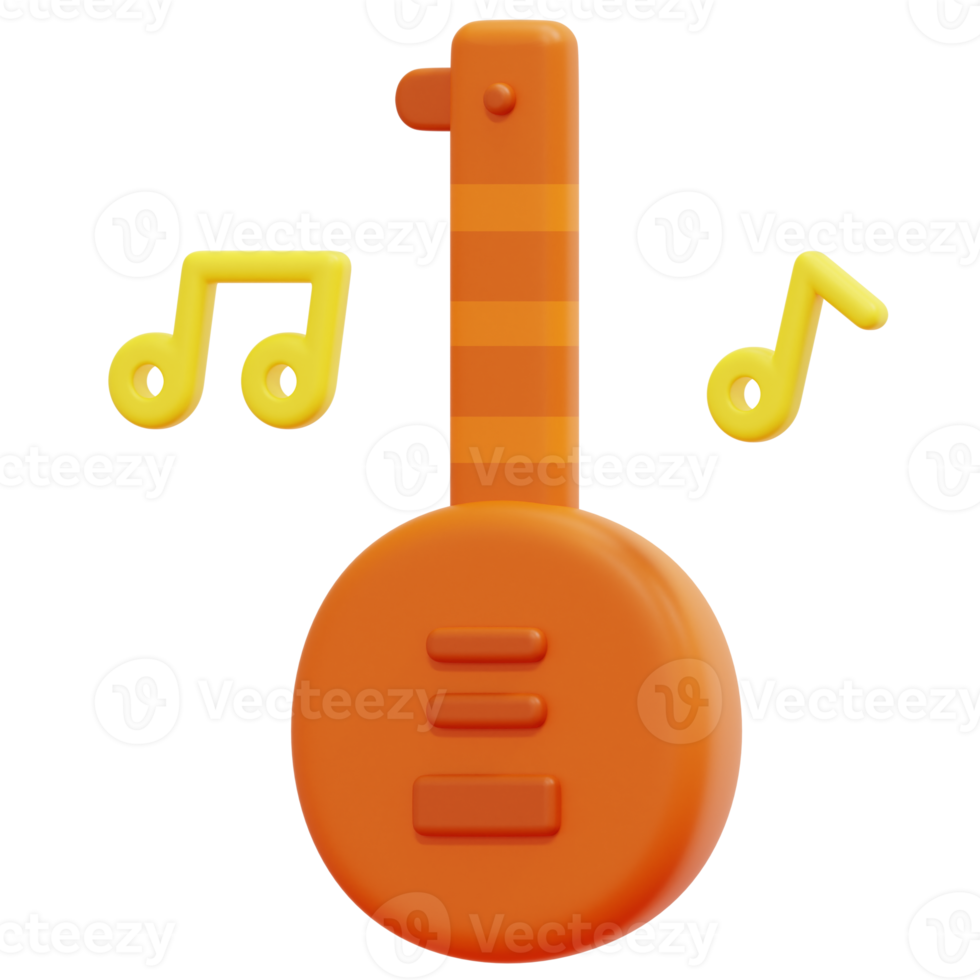 sitar 3d render icon illustration png
