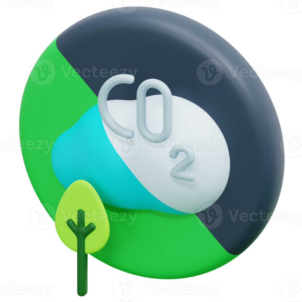 zero emission 3d render icon illustration png
