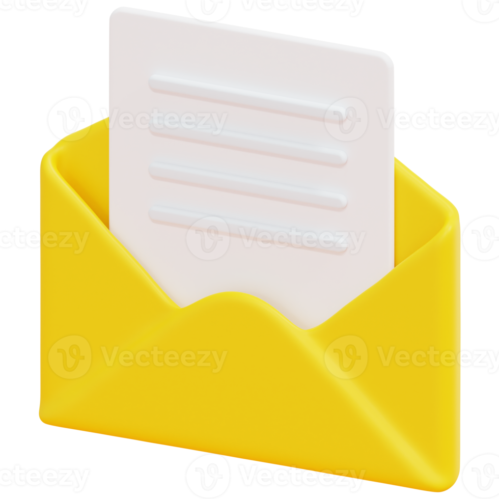open email 3d render icon illustration png