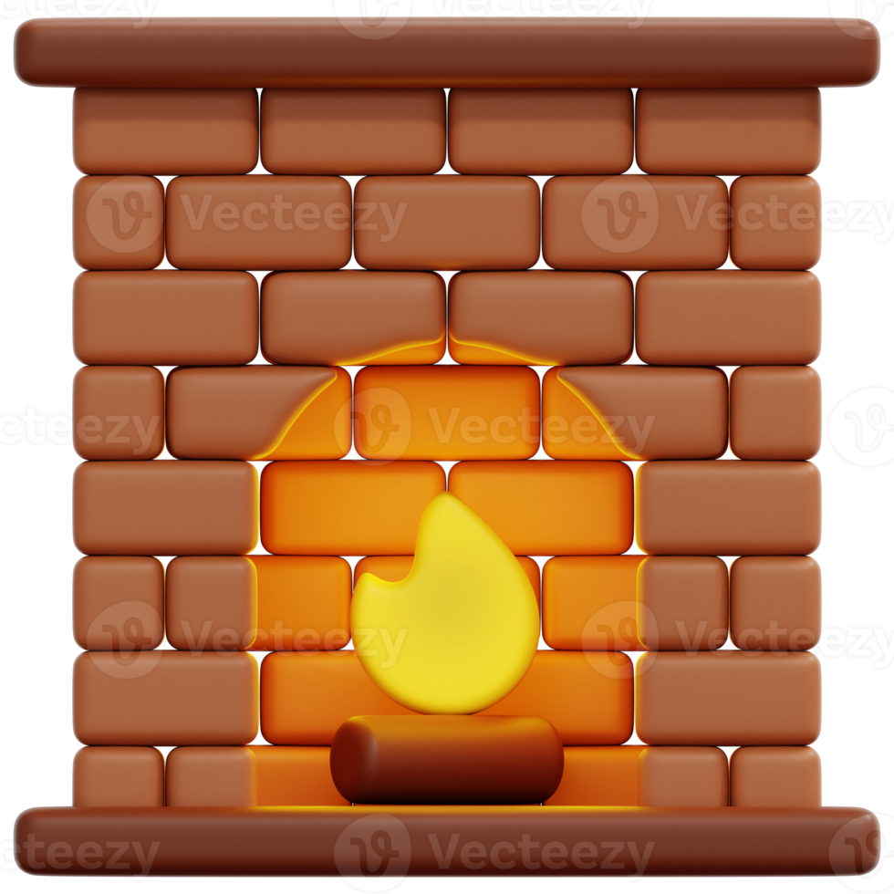 fireplace 3d render icon illustration png