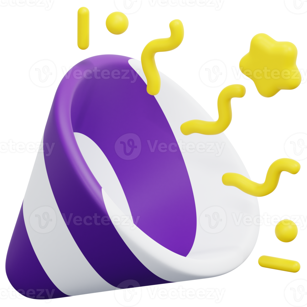 party popper 3d render icon illustration png