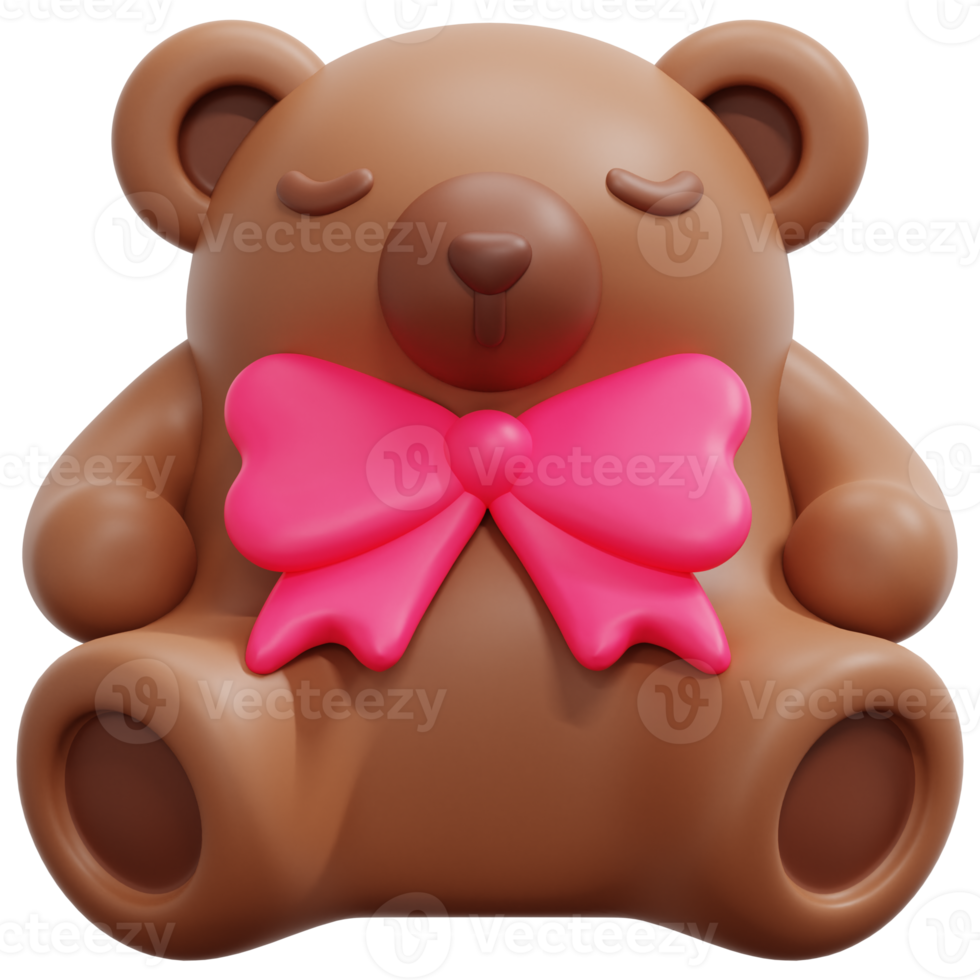 teddy bear 3d render icon illustration png