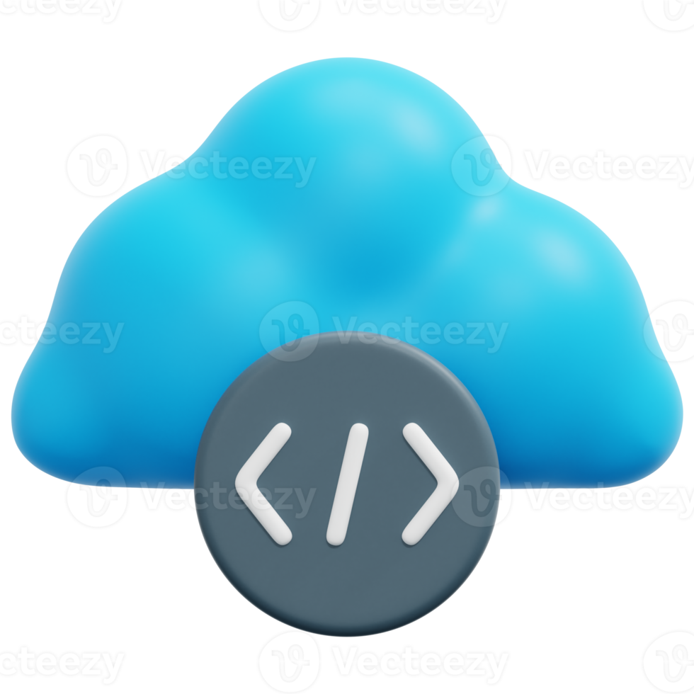 cloud coding 3d render icon illustration png