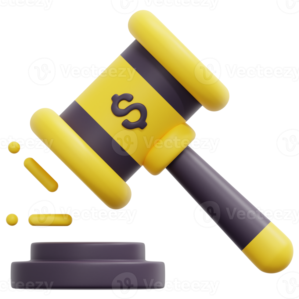auction 3d render icon illustration png