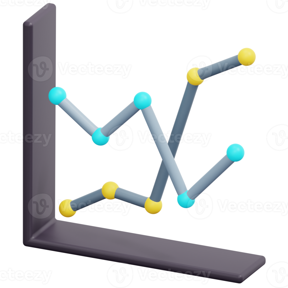 line graph 3d render icon illustration png