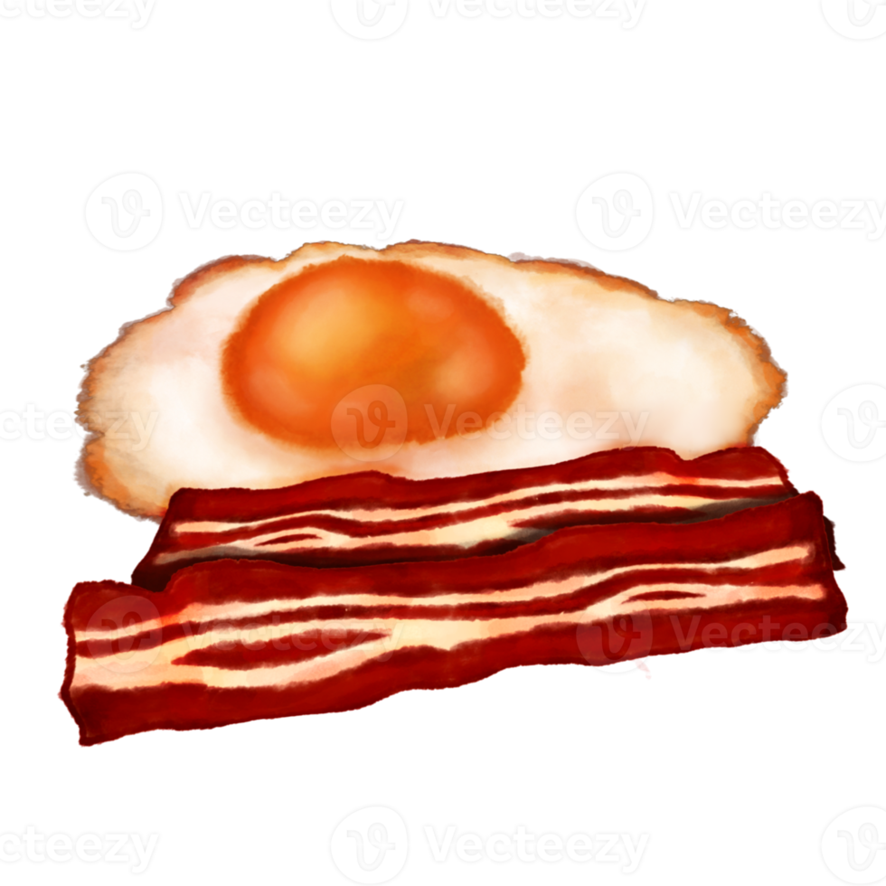 fired egg with bacon watercolor clipart png