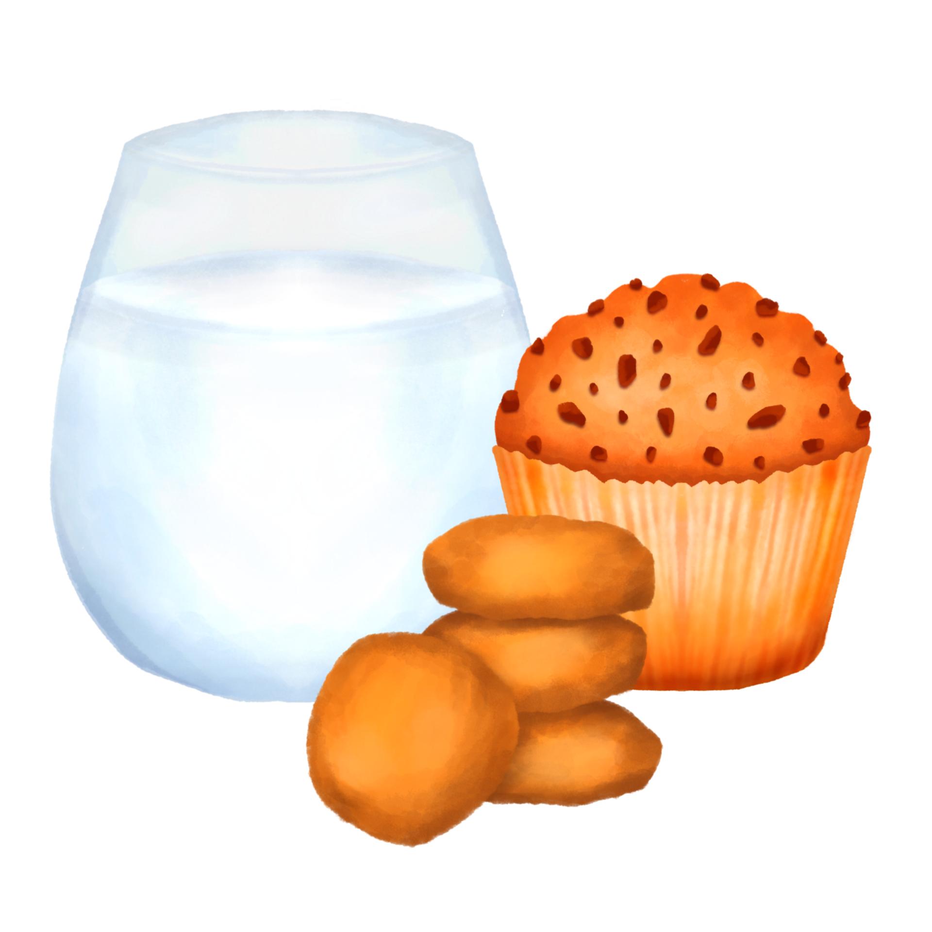 muffin and cookies with milk watercolor clipart 11653192 PNG