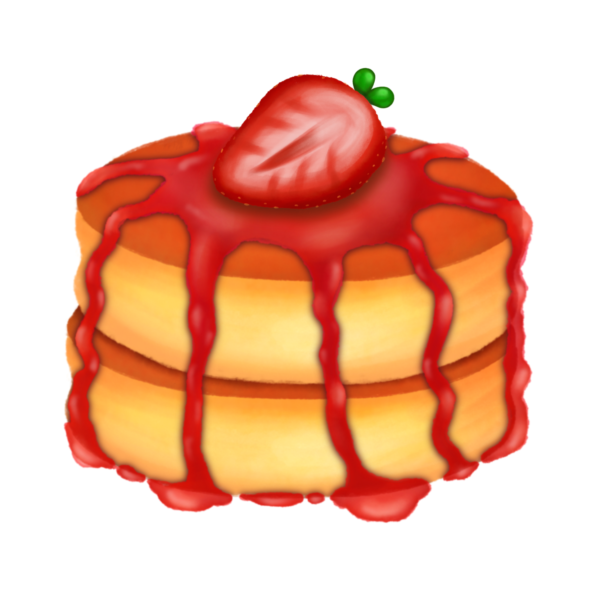 souffle pancakes with strawberry syrup watercolor clipart 11653194 PNG