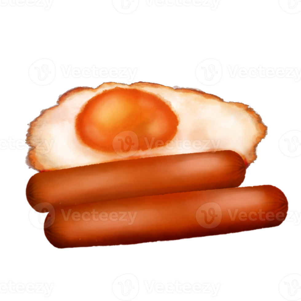 licenziato uovo con salsiccia acquerello clipart png