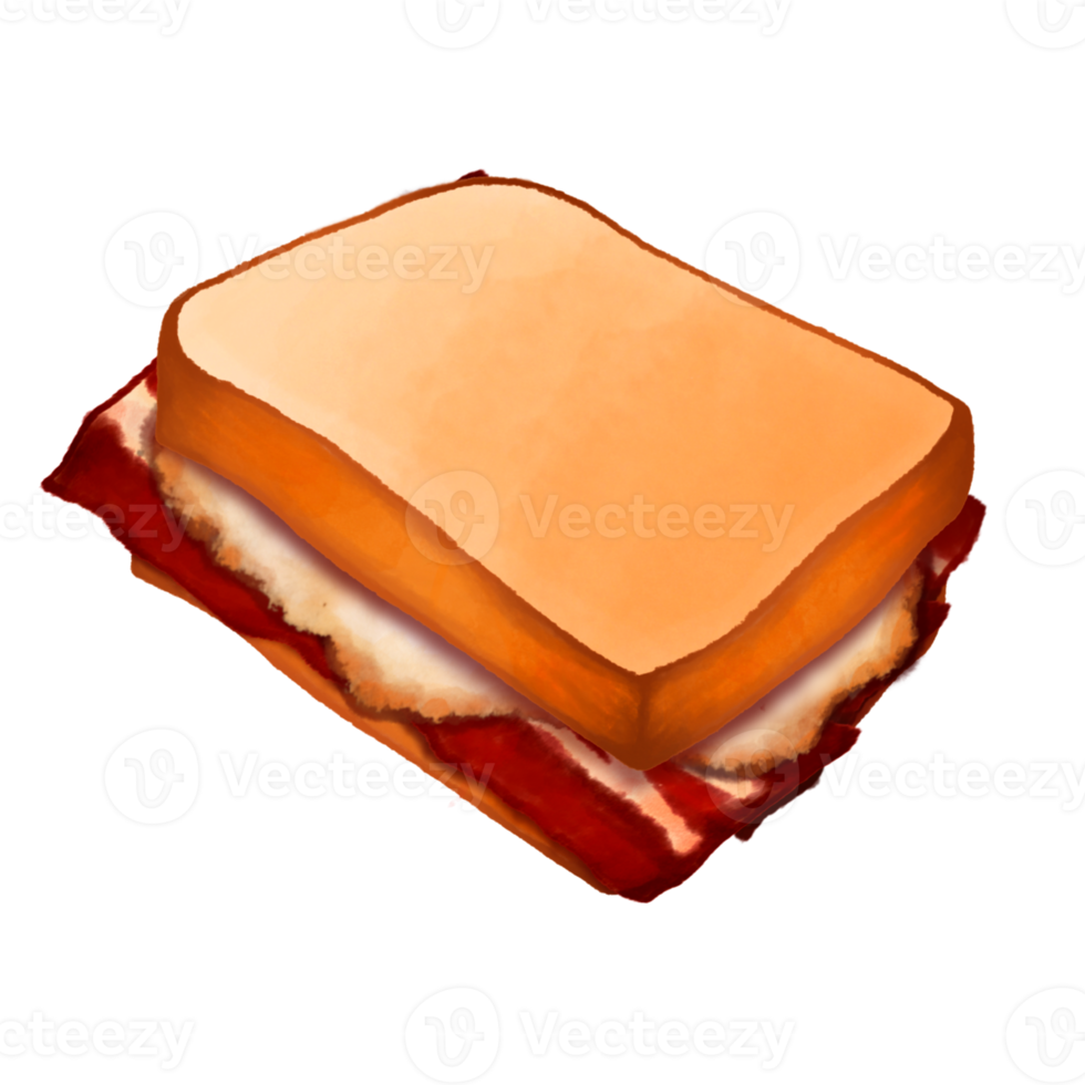 geräucherter speck und spiegelei sandwich toast aquarell clipart png