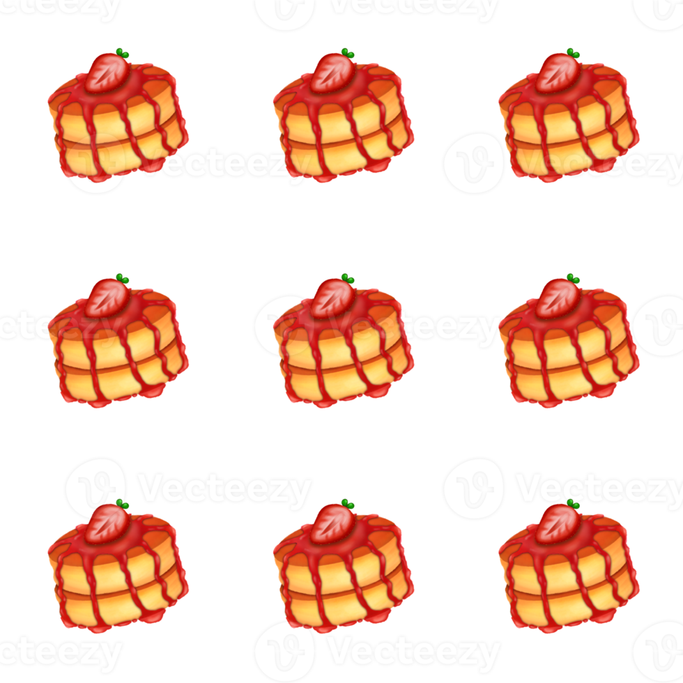 strawberry pancakes seamless patterns transparent background png
