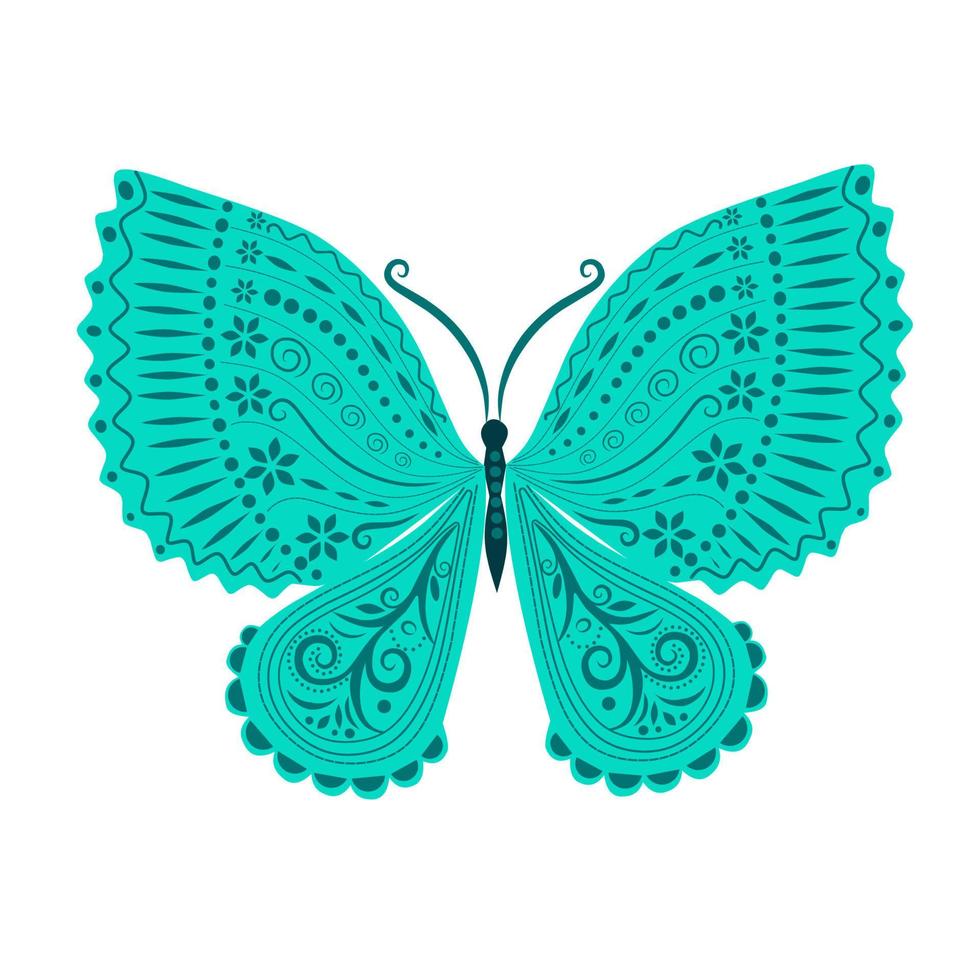 mariposa colorida decorativa, con un patrón hermoso, ilustración vectorial vector
