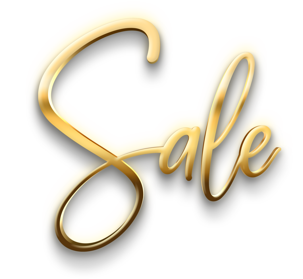 recorte de texto de venta de lujo dorado png