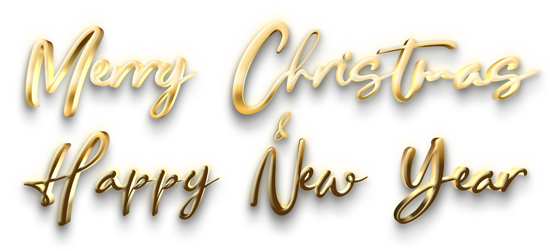 Golden Luxury Merry Christmas Happy New Year Text png