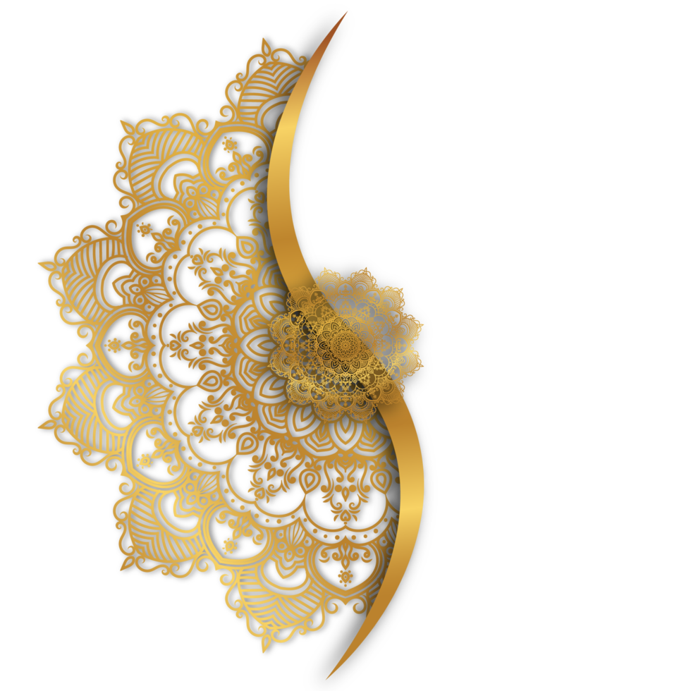 ornamento decorativo de mandala de ouro png