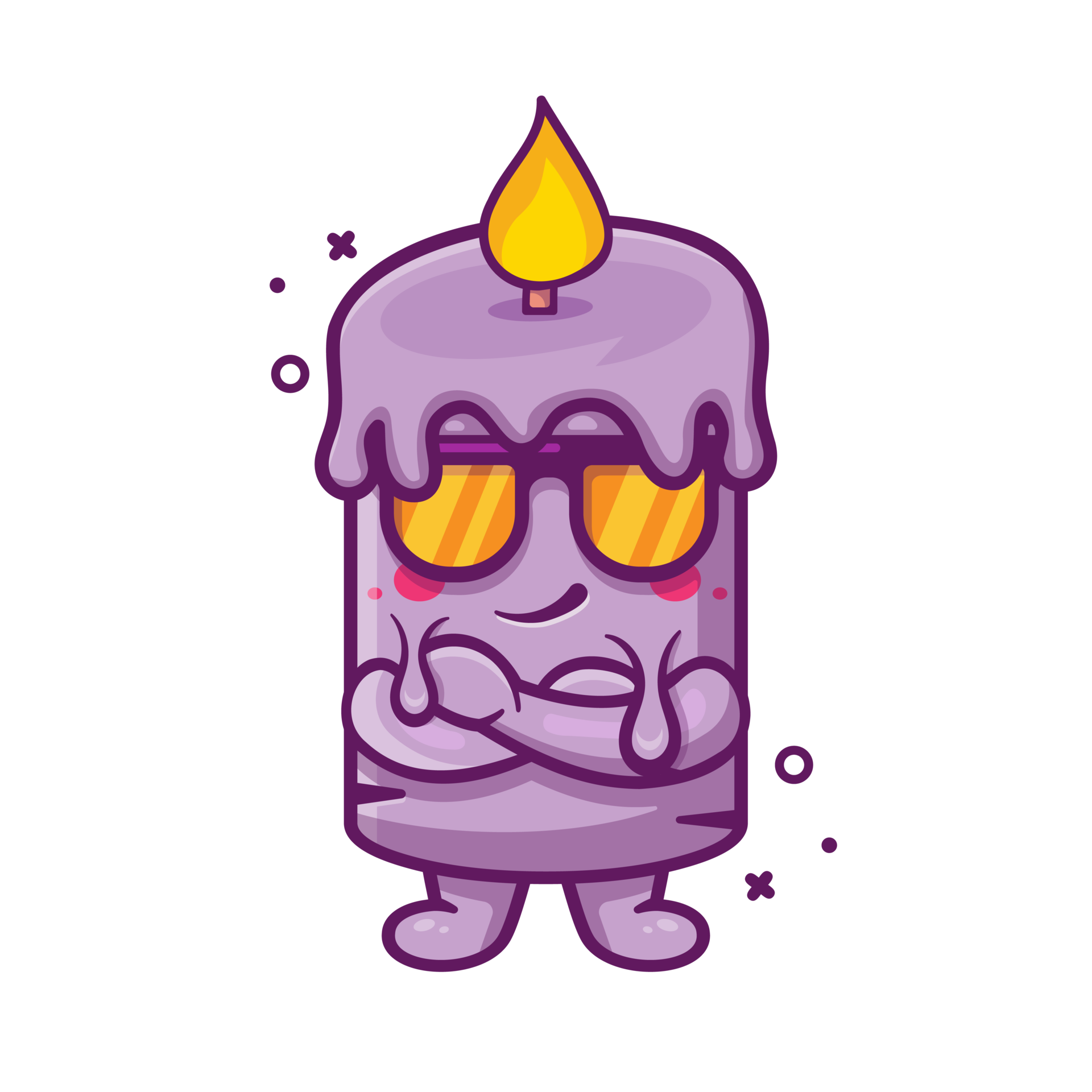 cute candle character mascot with cool expression isolated cartoon in