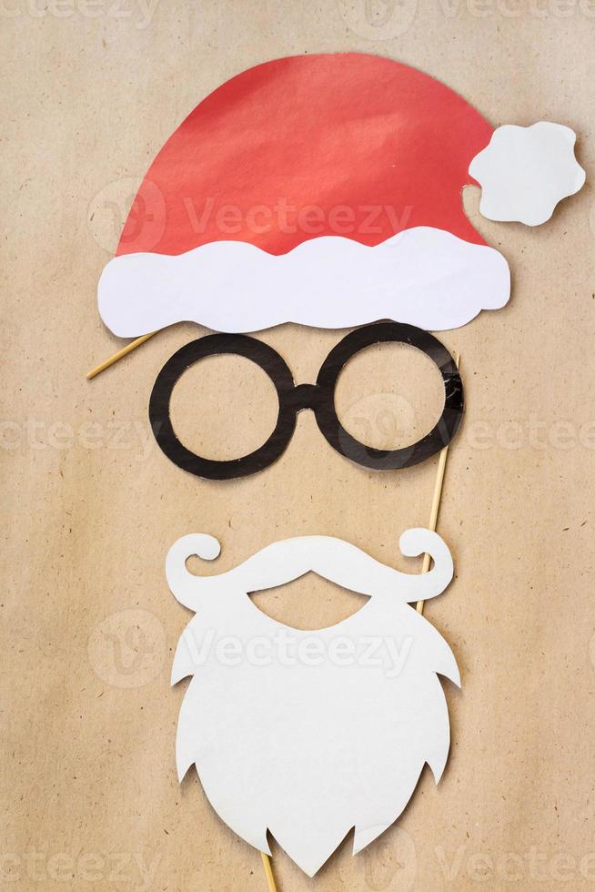 Photo booth colorful props for christmas party - mustache, santa claus, glasses, hat