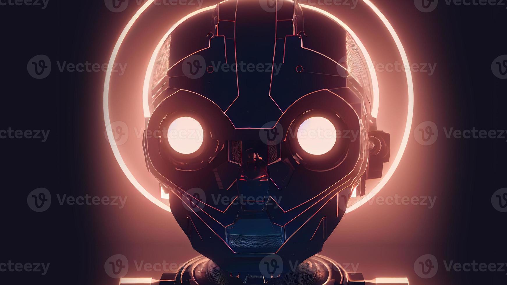 3d rendering. Robot. Metal and glowing lines. Futuristic man. Artificial intelligence. photo