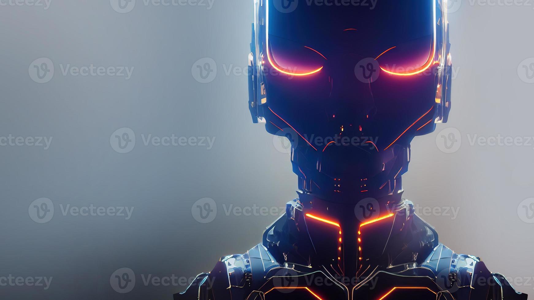 3d rendering. Robot. Metal and glowing lines. Futuristic man. Artificial intelligence. photo