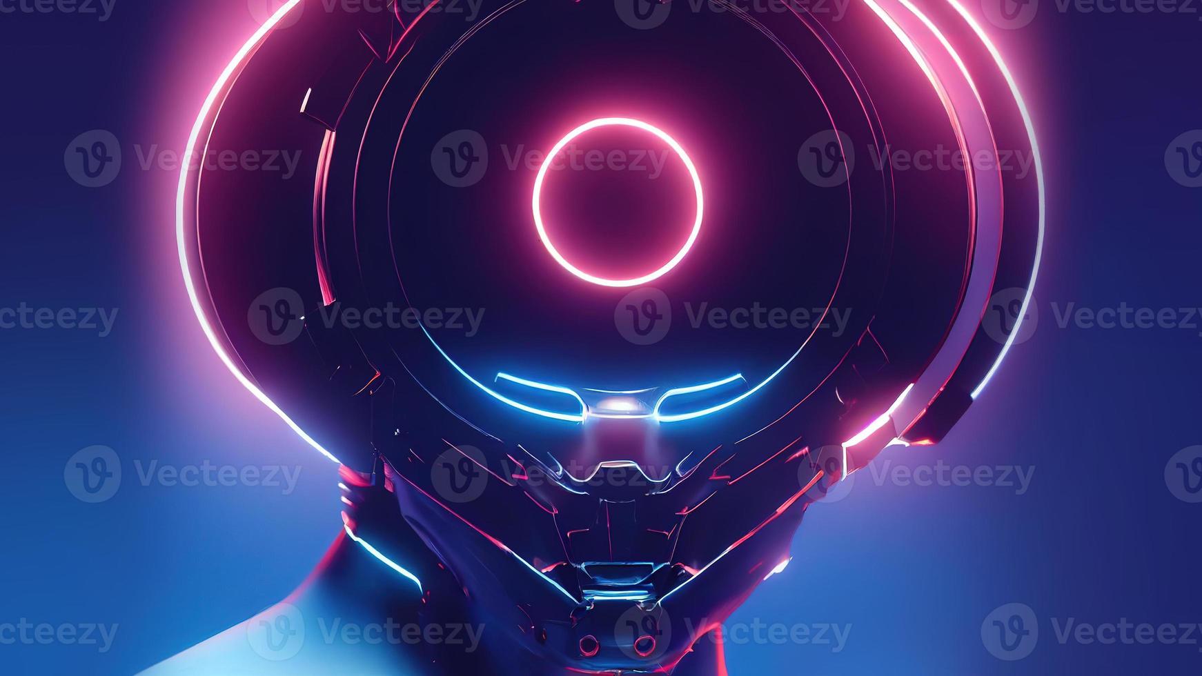 3d rendering. Robot. Metal and glowing lines. Futuristic man. Artificial intelligence. photo