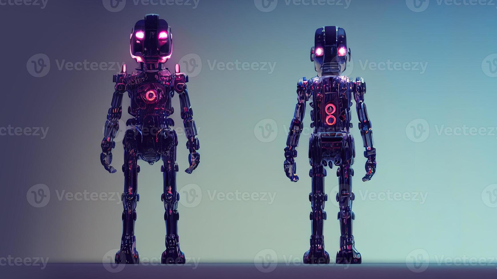 3d rendering. Robot. Metal and glowing lines. Futuristic children. Artificial intelligence. photo